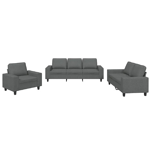 Maison Chic Ensemble de canapés 3 pcs, Canapé droit Sofa pour Salon gris foncé tissu -GKD812418