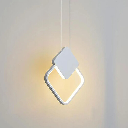 Stoex Lampe À Suspension Nordique Carrée Lustre Moderne Plafonnier Led Minimaliste (Blanc), Luminaire D'Intérieur, Blanc Chaud