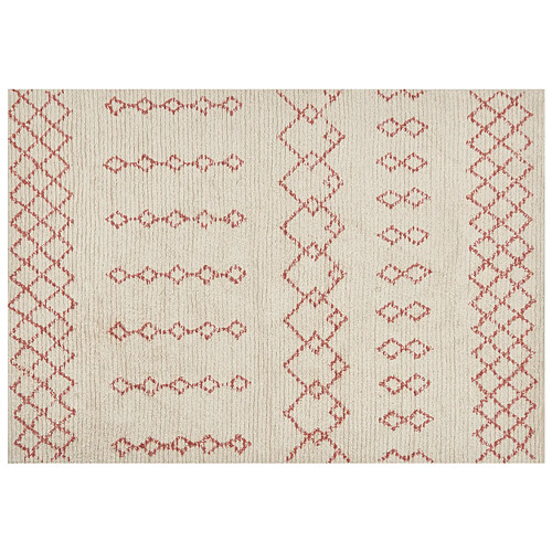 Beliani Tapis en coton 160 x 230 cm beige et rose BUXAR