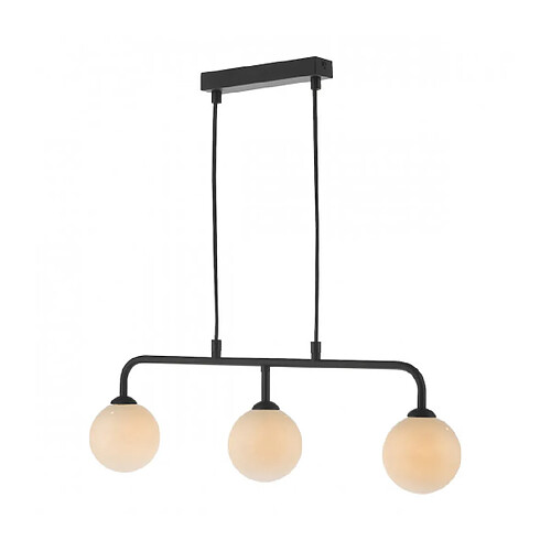 Luminaire Center Suspension Feya Noir mat,Verre opal 3 ampoules 18,5cm