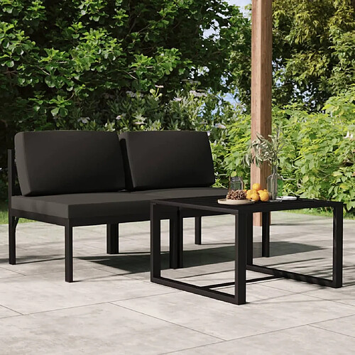 vidaXL Salon de jardin 3 pcs avec coussins Aluminium Anthracite