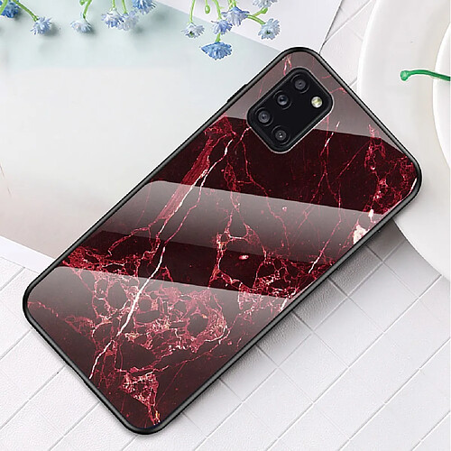 Coque en TPU hybride de texture de marbre rouge pour votre Samsung Galaxy A31