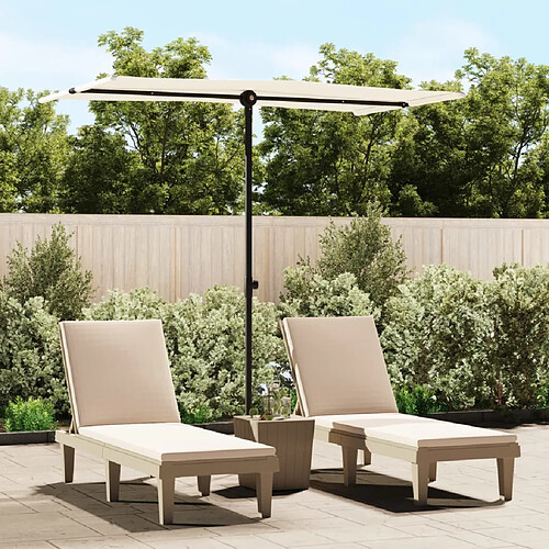 vidaXL Parasol de jardin avec mât en aluminium 180x110 cm blanc sable