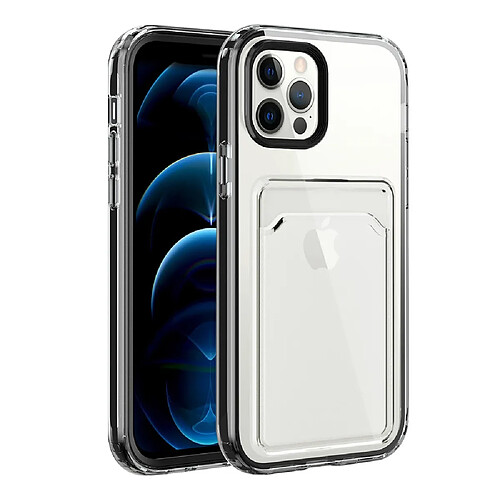 Coque en TPU anti-chute, antichoc, transparent avec porte-cartes noir pour votre Apple iPhone 13 6.1 pouces