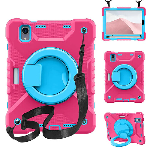 Coque en TPU anti-rayures avec béquille rotative à 360° rose/bleu pour votre iPad mini (2021)