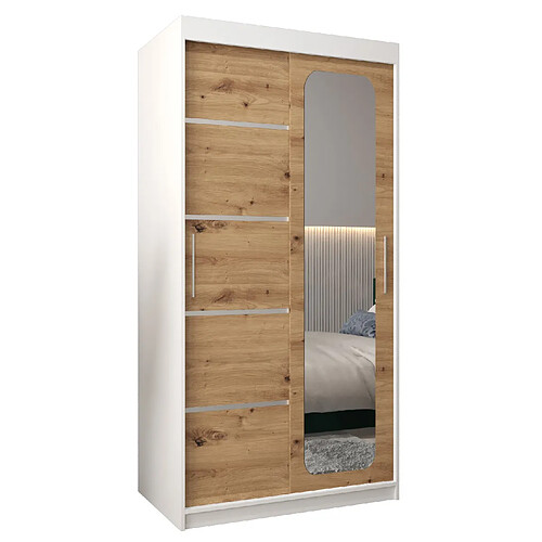 Abiks Meble Armoire PROMO V2 À Portes Coulissantes 200/100/62 2 Portes (Blanc/Artisan)