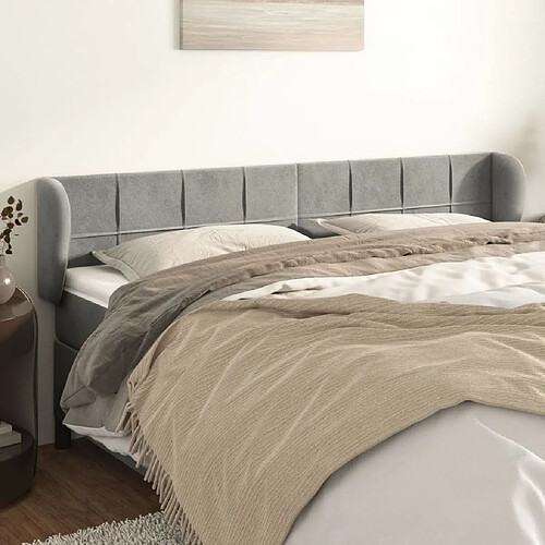 Maison Chic Tête de lit scandinave avec oreilles,meuble de chambre Gris clair 163x23x78/88 cm Velours -MN85243