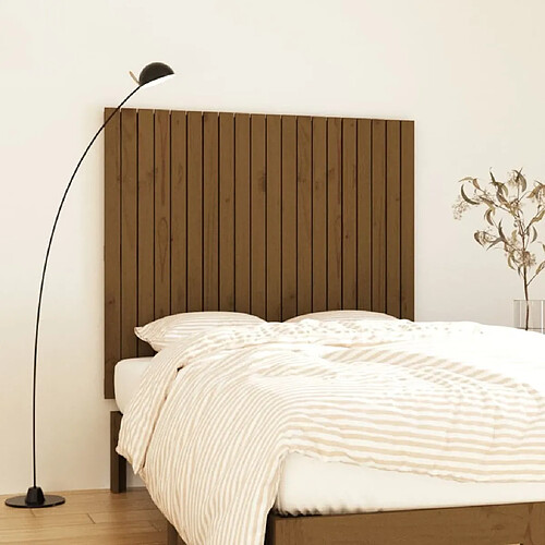 Maison Chic Tête de lit scandinave pour lit adulte,Meuble de chambre murale Marron miel 127,5x3x110cm Bois massif de pin -MN38387