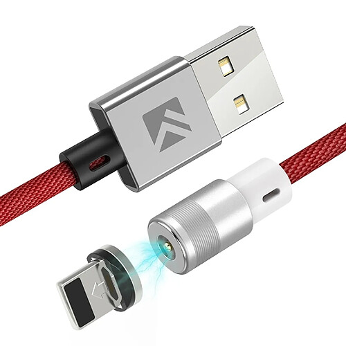 Wewoo Câble de chargement magnétique USB à Lightning 8 broches 1m 2A, sortie 360 °, indicateur LED bleu intégré, pour iPhone X, 8 & 7, 8 Plus & 7 Plus, iPad rouge