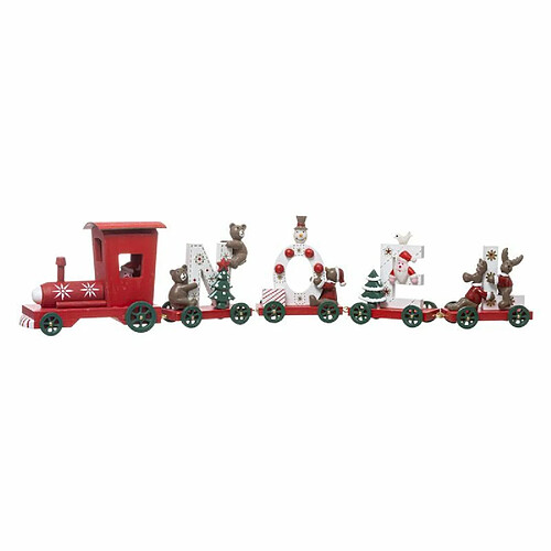 Train & 4 Wagons Déco Soir de Noël 44cm Rouge