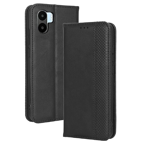 Etui en PU texture rétro, antichoc, magnétique avec support pour votre Xiaomi Redmi A1 4G - noir