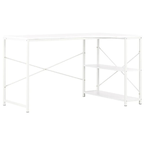 Helloshop26 Bureau table poste de travail meuble d'ordinateur informatique étude d'ordinateur 120 x 72 x 70 cm blanc 02_0023715