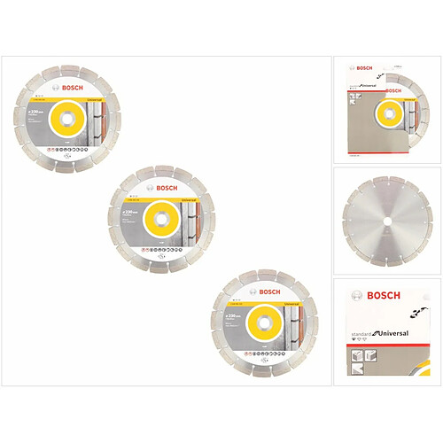 Bosch Disque à tronçonner diamanté Standard Universal 230 mm, Prise de béton 22,23 mm 3 pcs. ( 2608615065 )