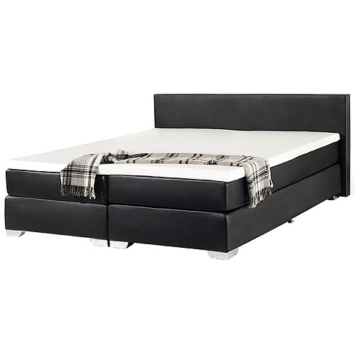 Beliani Lit boxspring en cuir PU noir 180x200 cm PRESIDENT