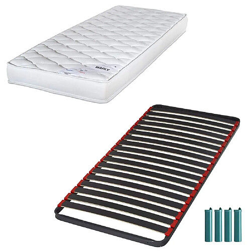 Ebac Matelas mousse + Sommier métal C39 90x190 Marly - Hauteur 15 cm - Soutien ferme