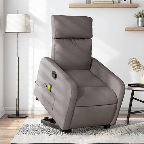 vidaXL Fauteuil inclinable de massage Taupe Tissu