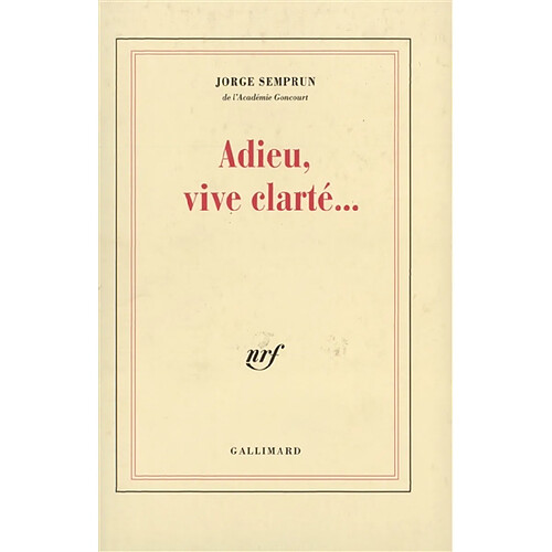 Adieu, vive clarté · Occasion