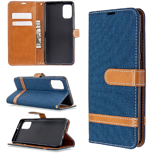 Etui en PU tissu de jeans de couleur assortie bleu foncé pour votre Samsung Galaxy A41 (Global Version)