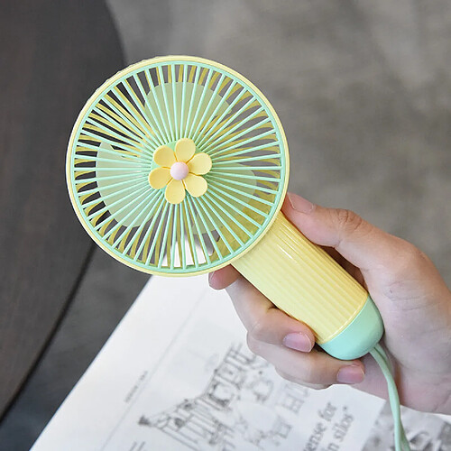 (Jaune) Mini Ventilateur Lame En Plastique Design Fleur Fraîche Chargement Usb Portable Et Léger