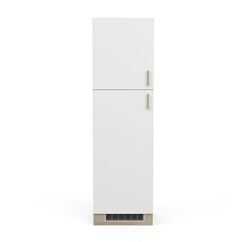 Dansmamaison Colonne de cuisine 2 portes 60 cm Blanc/Chêne - ABINCI