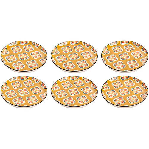 Korb Assiette plate à motifs Imany (Lot de 6) jaune.