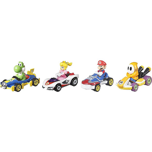 Hot Wheels coffret 4 mini-véhicules Yoshi, Peach, Mario et Maskass échelle 1:64