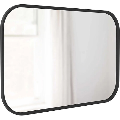 Umbra Miroir rectangulaire rebord caoutchouc 61 x 91 cm Hub noir.