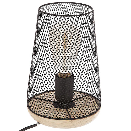 Atmosphera, Createur D'Interieur Lampe à poser en fer et bois - H. 23 cm - Noir