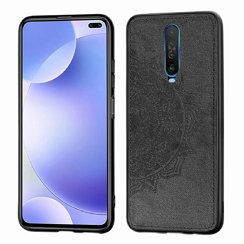 Wewoo Coque Pour Xiaomi Redmi K30 Mandala Housse en tissu gaufré PC + TPU de téléphone portable avec fonction magnétique et dragonne noir