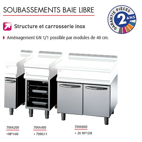 Soubassement Baie Libre - Prof. 630 mm - Gamme 700 - Baron