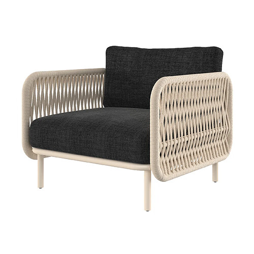 Rendez Vous Deco Fauteuil de jardin Rio en tissu noir chiné