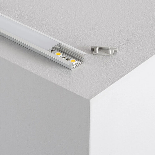 Ledkia Profilé Aluminium Encastrable avec Capot Continu pour Ruban LED jusqu'à 12mm Capot translucide 4 m