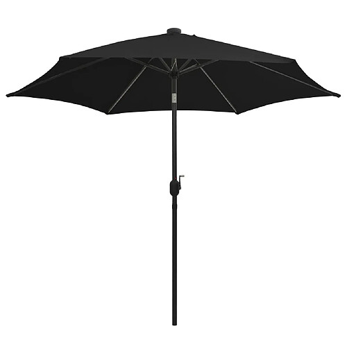 Helloshop26 Parasol avec led et mât en aluminium 300 cm noir 02_0008085