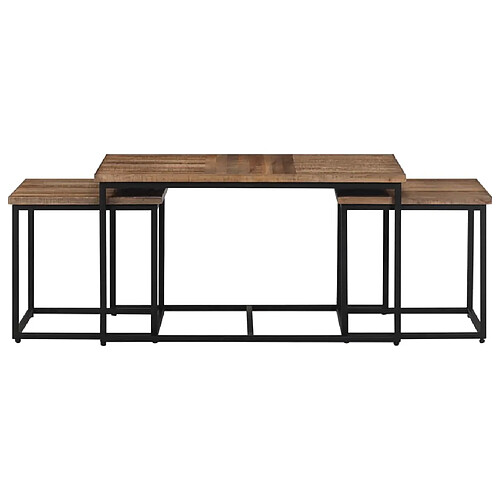 Maison Chic Lot de 3 Tables basses gigognes pour salon | Table à café bois massif de teck -GKD64394