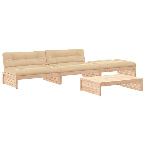 Maison Chic Salon de jardin 4 pcs + coussins - Mobilier/Meubles de jardin - Table et chaises d'extérieur bois massif -MN40686