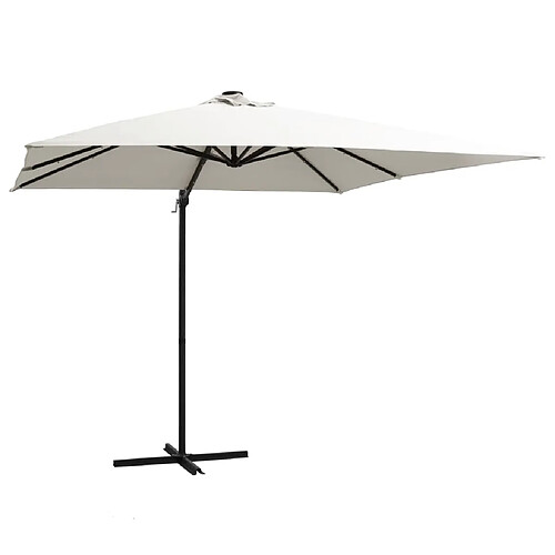 vidaXL Parasol de jardin en porte-à-faux lumières LED et mât en acier