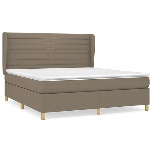 Maison Chic Lit adulte- Lit + matelas,Sommier à lattes de lit avec matelas Taupe 180x200 cm Tissu -GKD98049