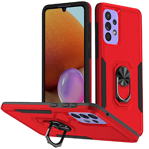 Coque en TPU anti-rayures avec béquille à anneau rotatif rouge/noir pour votre Samsung Galaxy A73 5G