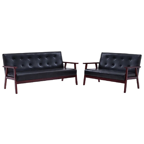 Maison Chic Ensemble de canapés 2 pcs, Canapé droit Sofa pour Salon Noir Similicuir -GKD649675