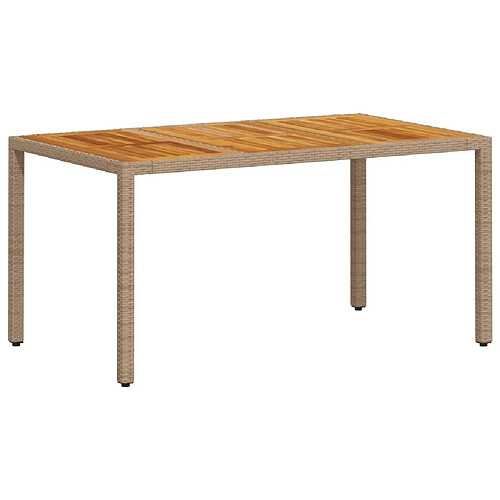 Maison Chic Table de jardin | Table d'extérieur beige 150x90x75 cm résine tressée bois d'acacia -GKD56729