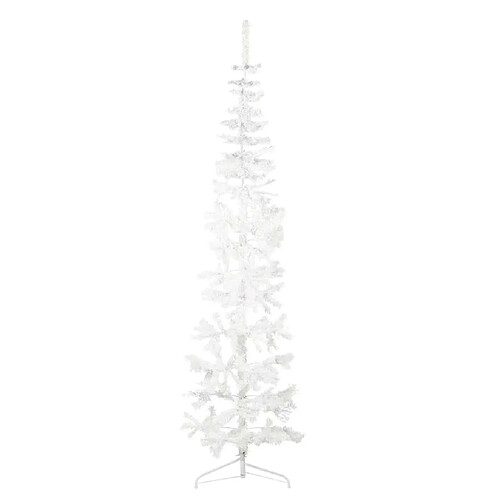 vidaXL Demi sapin de Noël artificiel mince avec support Blanc 240 cm