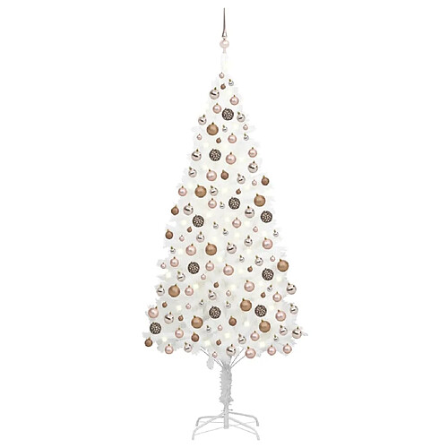 vidaXL Arbre de Noël artificiel pré-éclairé et boules blanc 240 cm