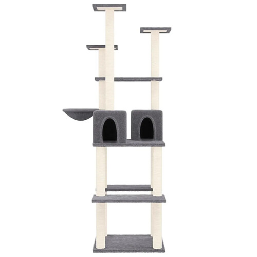 Helloshop26 Arbre à chat meuble tour grimper jouet grattage grattoir escalade plateforme avec griffoirs en sisal foncé 167 cm gris 02_0022679