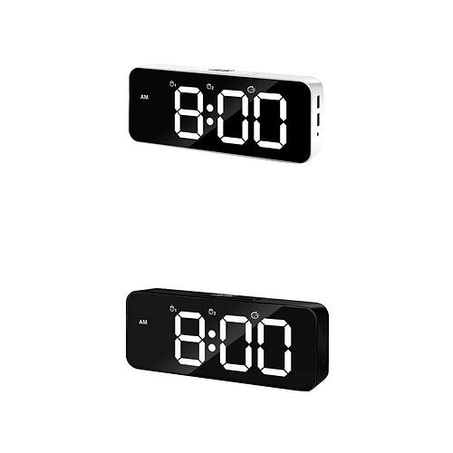 Horloge Digitale de Bureau Alarm Réveil LED avec Fonction Snooze, Charge des Ports USB 2pcs