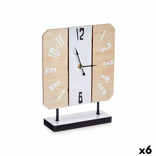 Gift Decor Horloge de table Blanc Métal Bois MDF 22 x 28 x 7 cm (6 Unités)