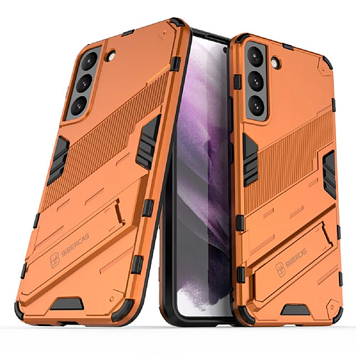 Coque en TPU anti-rayures avec béquille orange pour votre Samsung Galaxy S22 Plus 5G