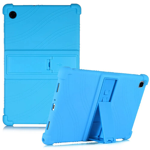 Coque en silicone airbags aux quatre coins, anti-rayures avec béquille pliable bleu ciel pour votre Samsung Galaxy Tab A8 10.5 (2021)