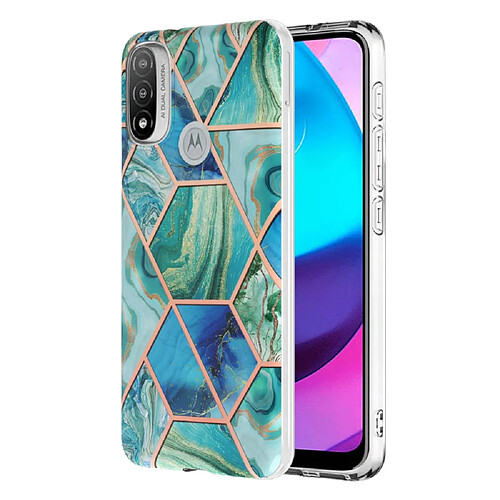 Coque en TPU anti-empreintes digitales, galvanoplastie IMD IML, motif marbre, 2,0 mm vert pour votre Motorola Moto E20/E30/E40