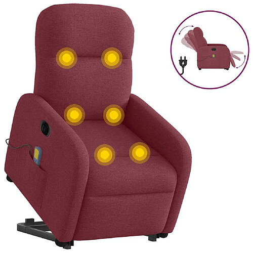 vidaXL Fauteuil inclinable de massage électrique Rouge bordeaux Tissu