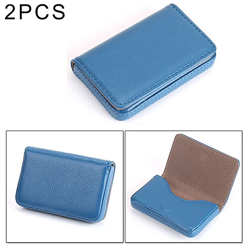 Wewoo Porte-cartes bleu 2 PCS Premium PU étui en cuir avec fermeture magnétique, taille: 10 * 6.5 * 1.7cm